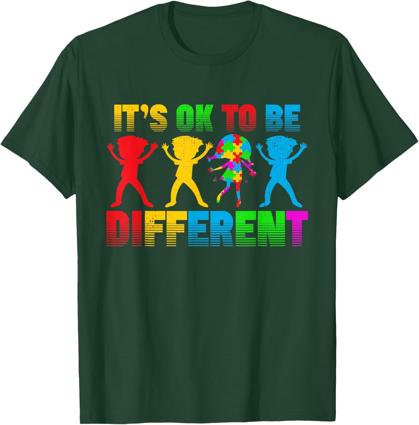 Ok To Be Different Acceptance Autistic Kids Autism Awareness T-Shirt - T-Shirt | Forest
