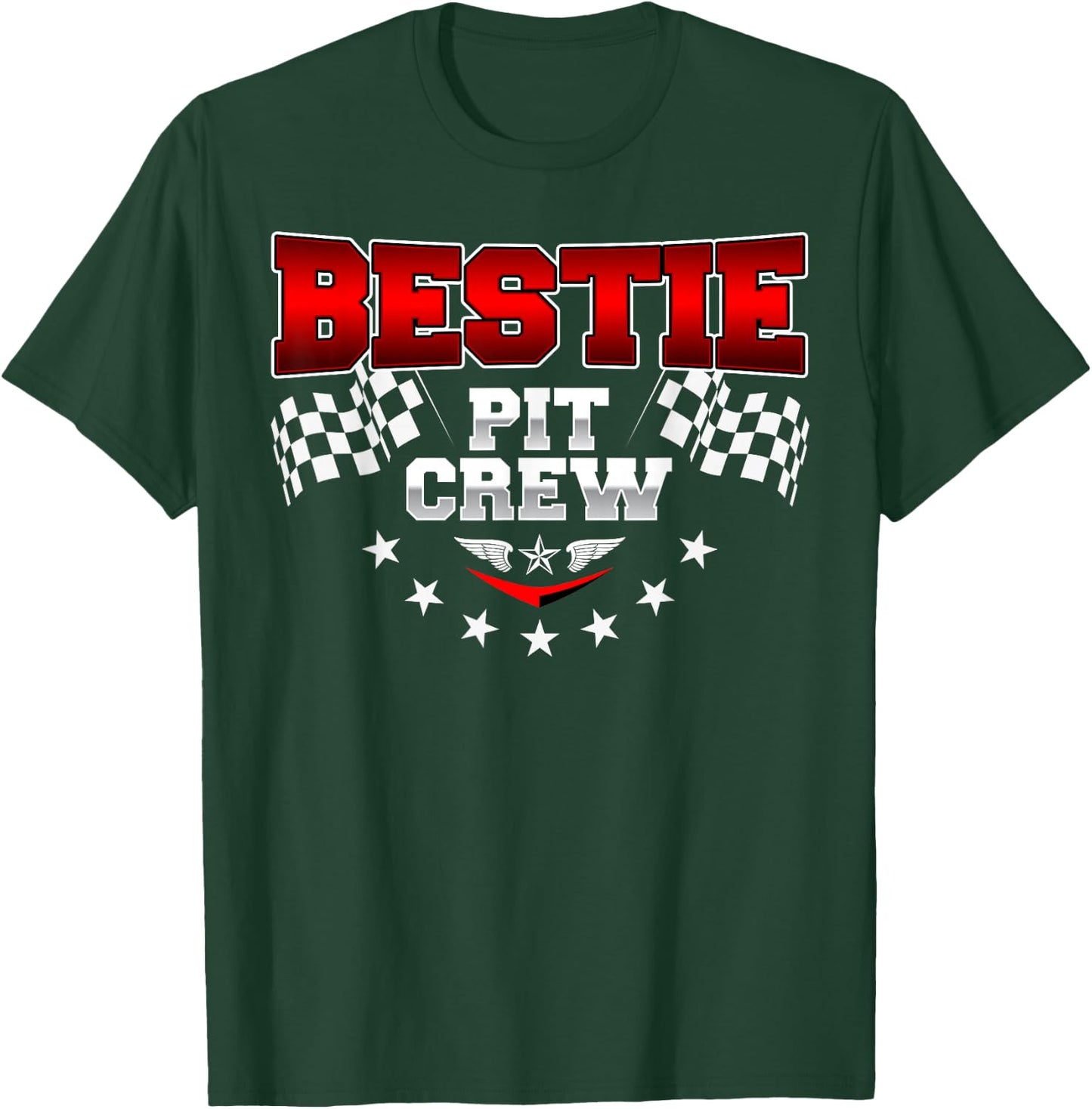 Bestie Pit Crew Racing Car Birthday Crew Family Matching T-Shirt - T-Shirt | Forest