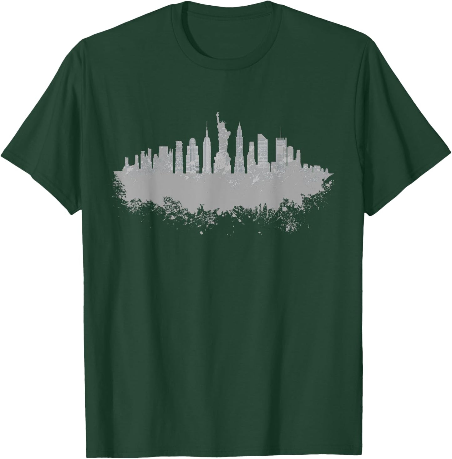 New York Skyline NY NYC Statue of Liberty USA America T-Shirt - T-Shirt | Forest