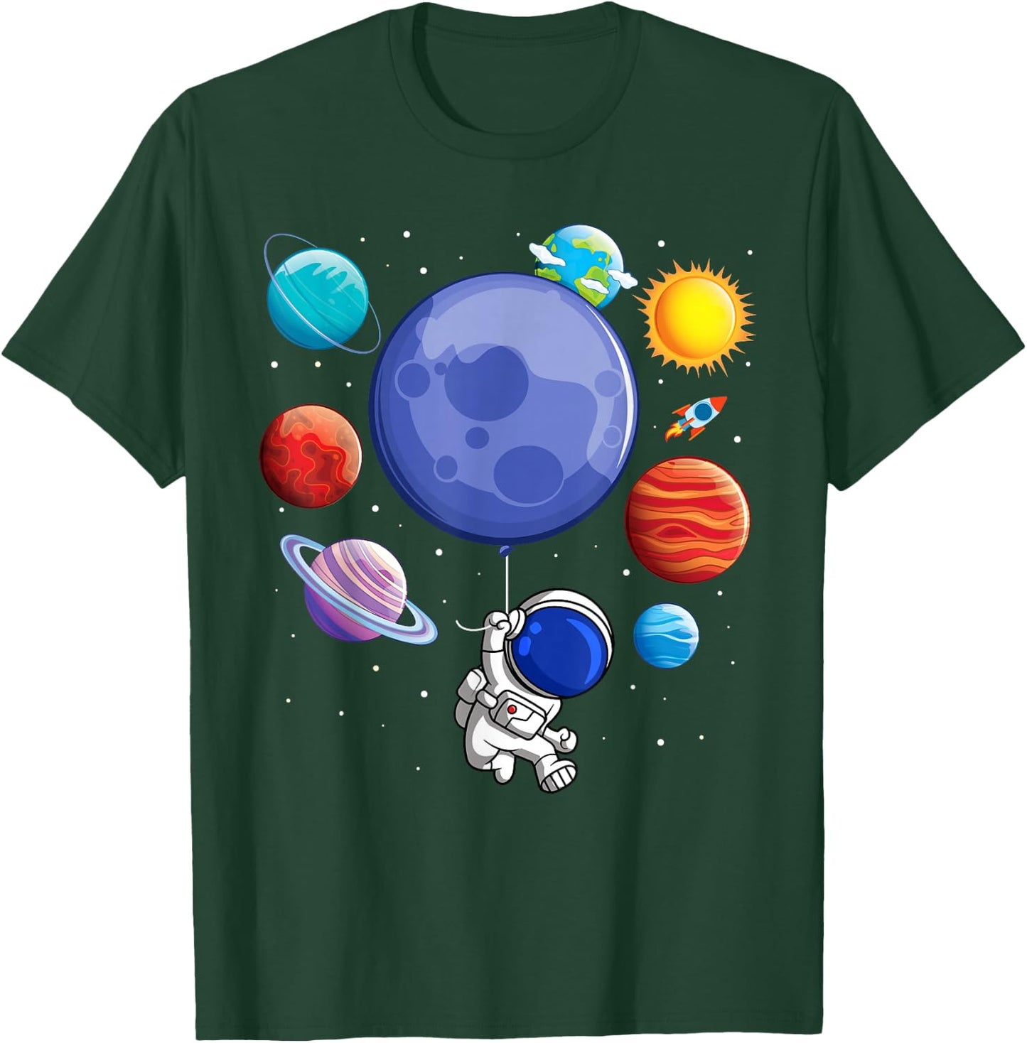 Funny Solar System Shirt Astronaut Planet Balloons Space Kid T-Shirt - T-Shirt | Forest