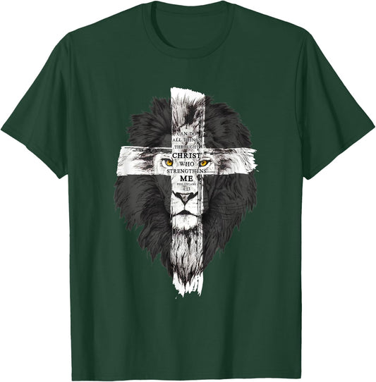 I Can Do All Things Through Christ Religious Lion of Judah T-Shirt - T-Shirt | Forest