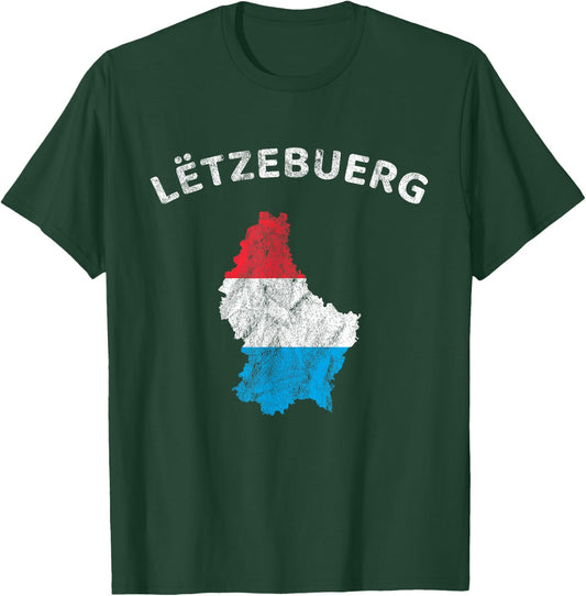 Luxembourg Flag, Letzebuergesch Luxembourg Outline T-Shirt - T-Shirt | Forest