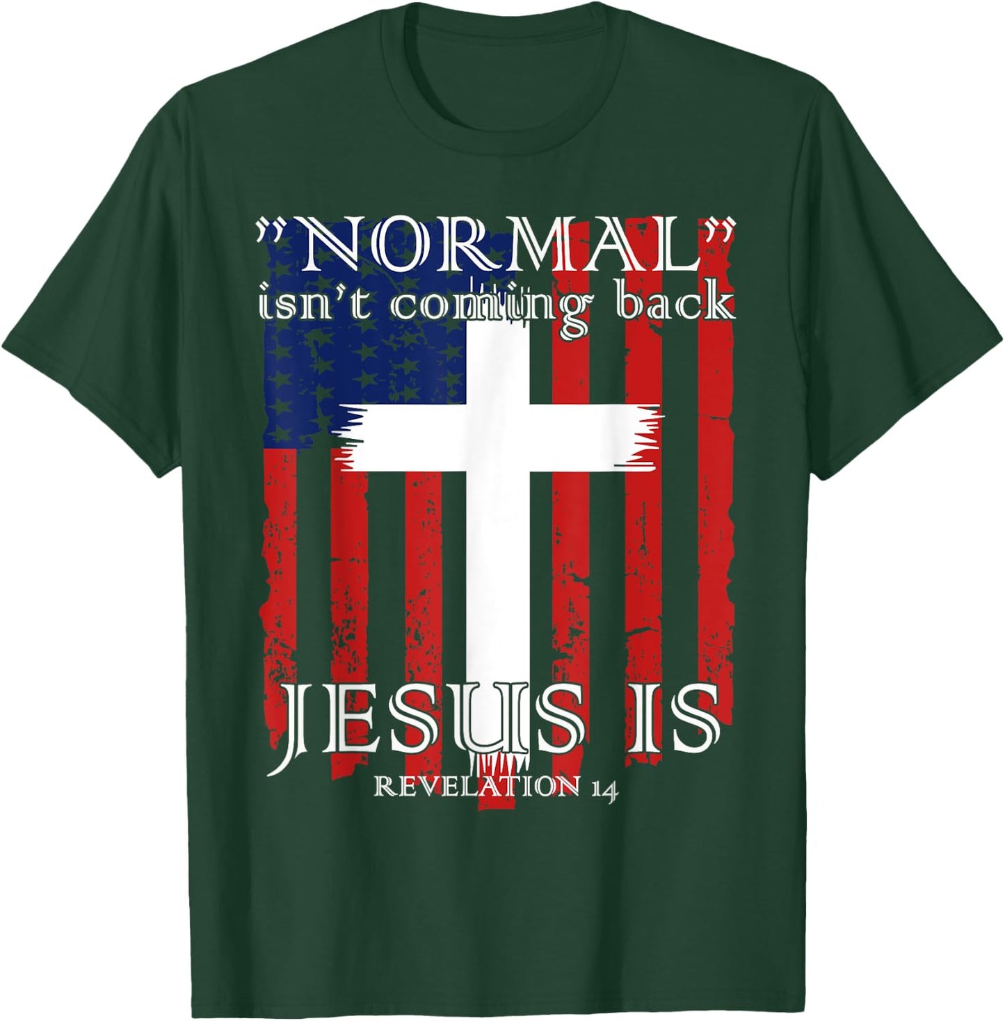 Normal Isn't Coming Back But Jesus Is American Flag T-Shirt - T-Shirt | Forest