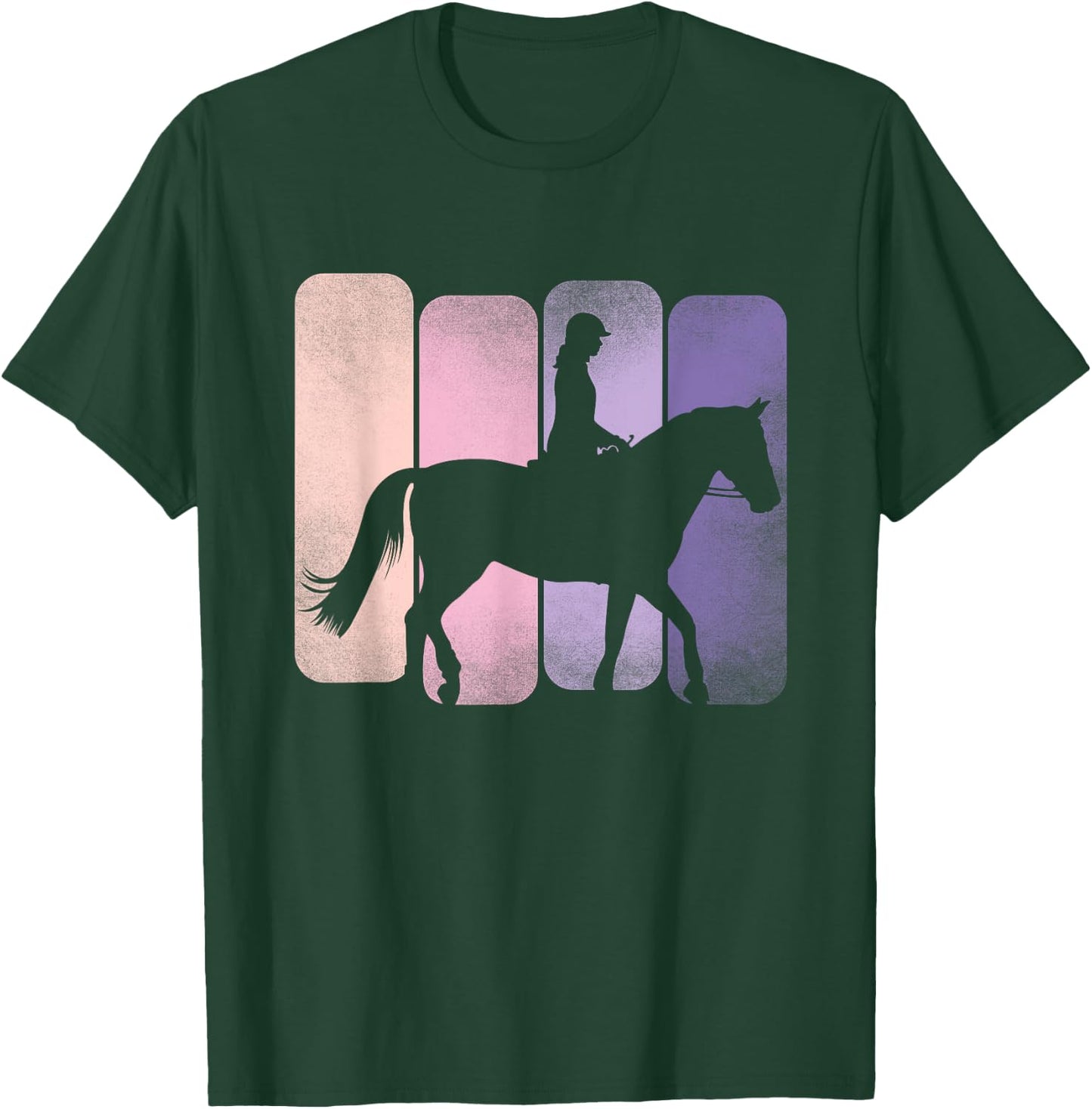 Horse Riding Horsewoman Equestrian Girl Horses T-Shirt - T-Shirt | Forest