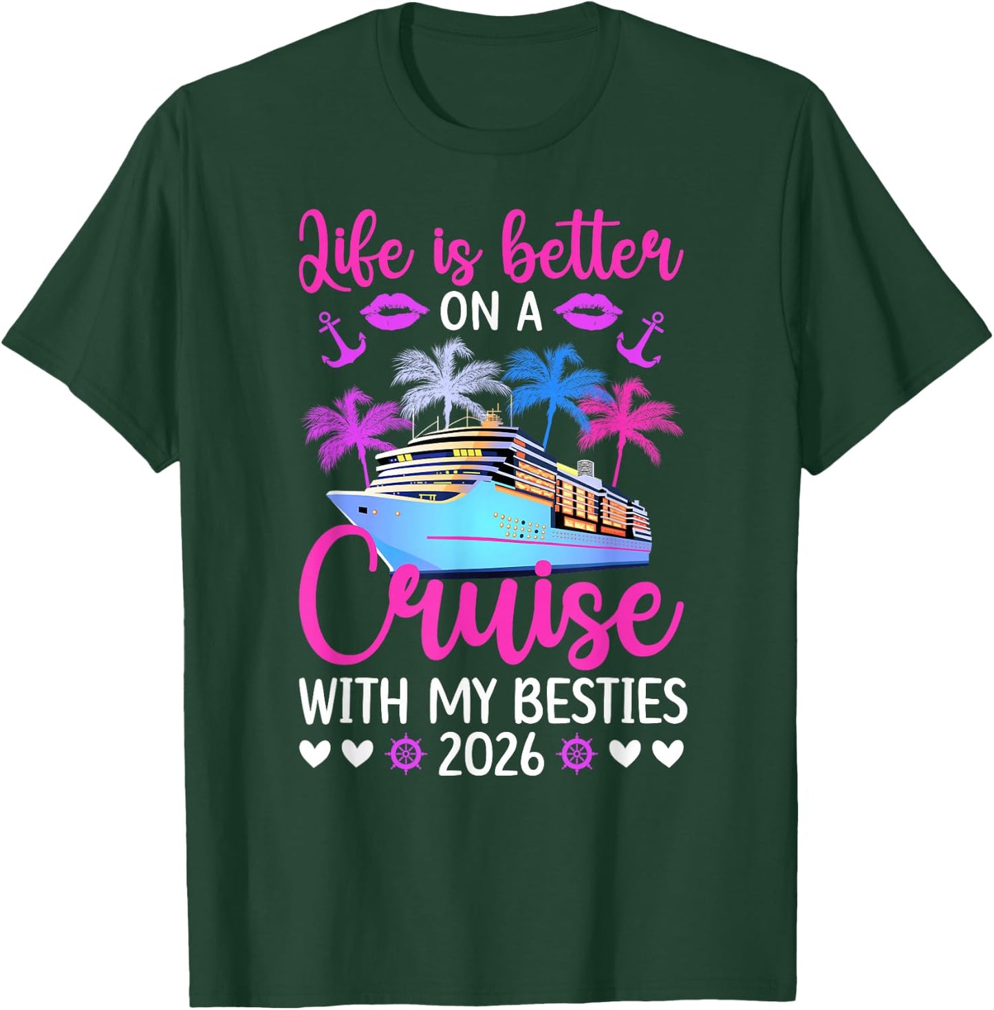 On A Besties Cruise Trip 2026 Vacation Best Friend Cruising T-Shirt - T-Shirt | Forest