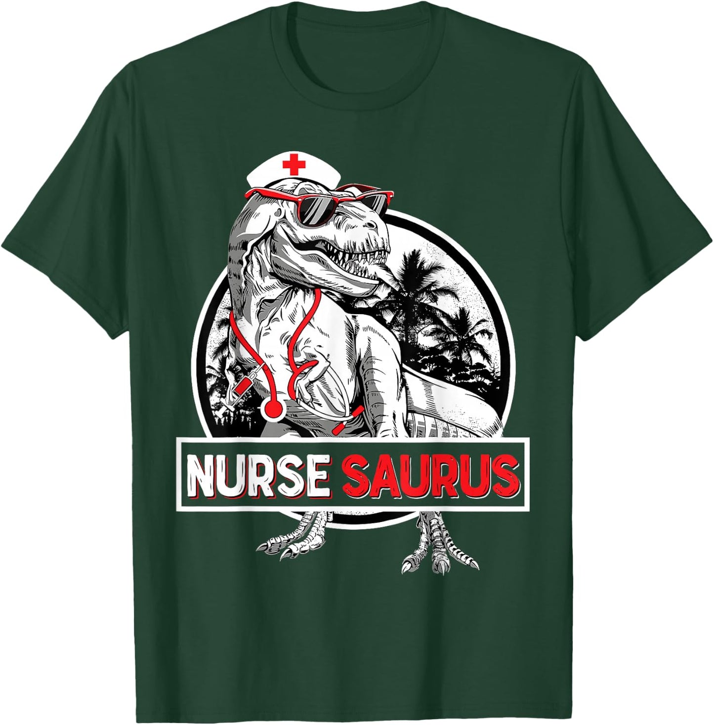 RN Nurse Saurus Nursing School Graduation Dinosaur Men Women T-Shirt - T-Shirt | Forest