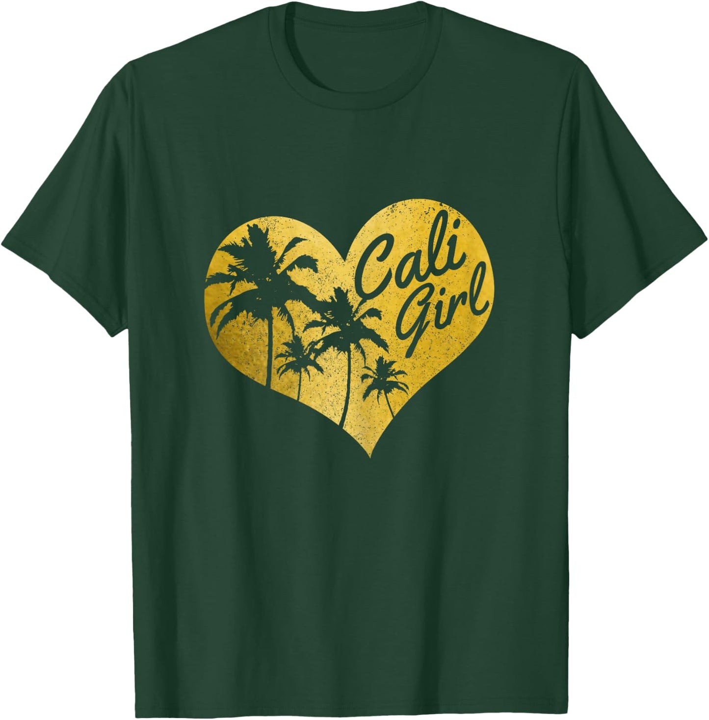 Cali Girl California Heart Palm Trees Cute Vintage T-Shirt - T-Shirt | Forest