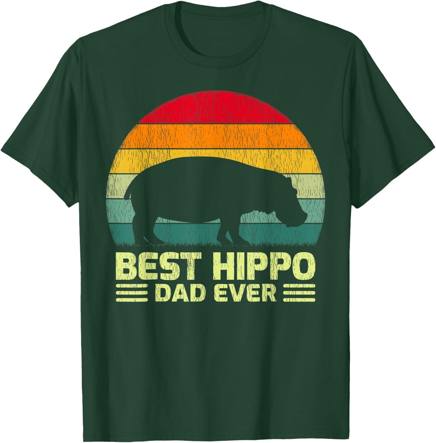 Funny Vintage Best Hippo Dad Ever Father's Day T-Shirt - T-Shirt | Forest
