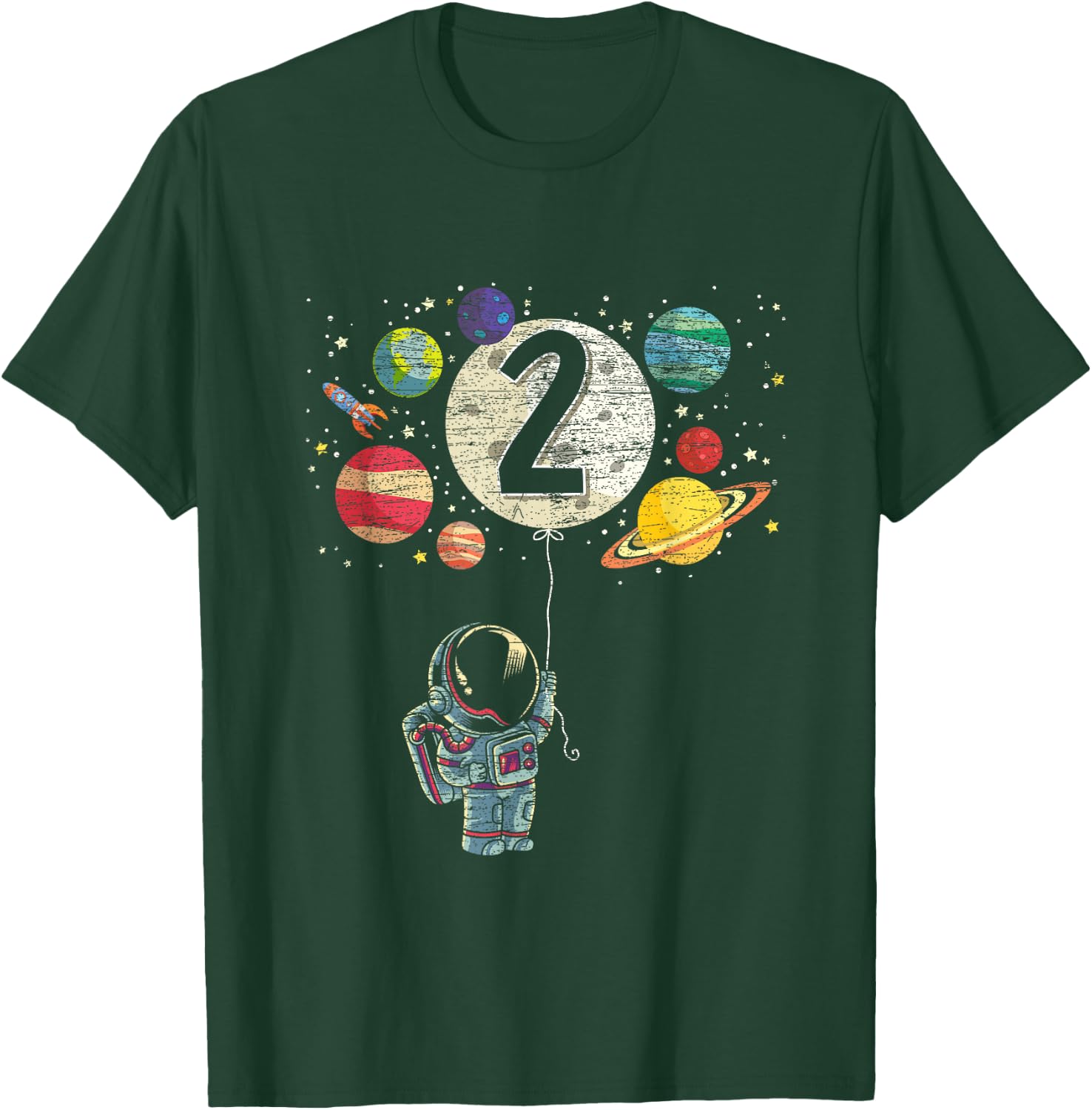 2 Years Old Birthday Boy Gifts Astronaut 2nd Birthday T-Shirt - T-Shirt | Forest