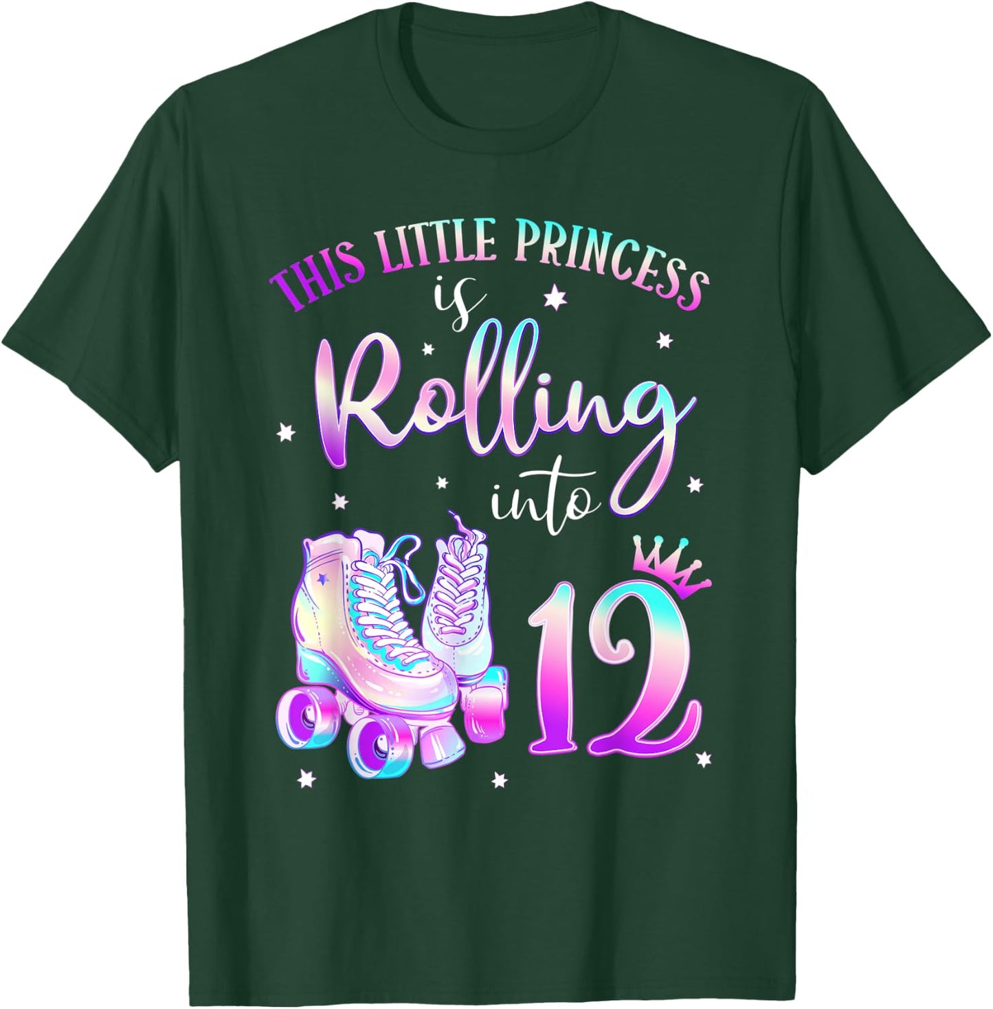 12th Bday Rolling Into 12 Birthday Roller Skate Theme Party T-Shirt - T-Shirt | Forest