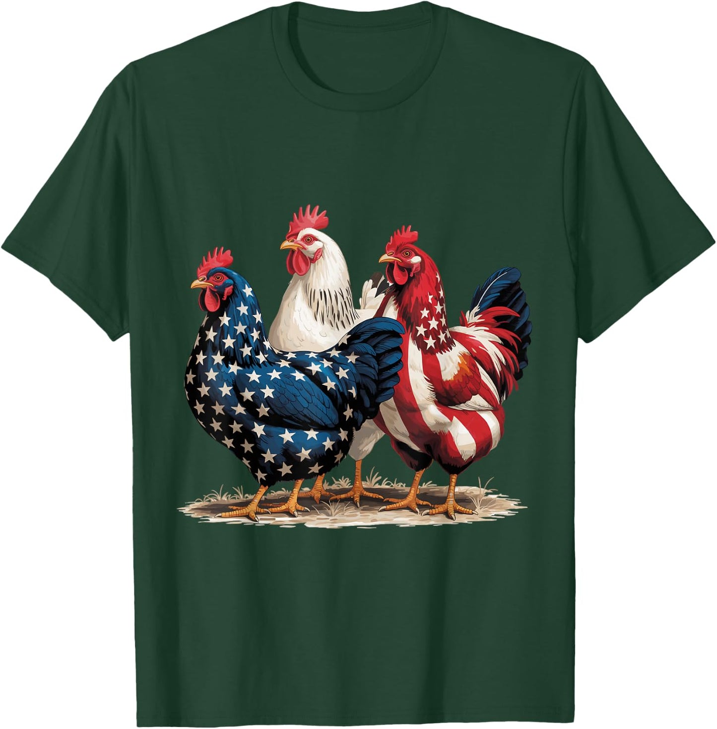4th of July Patriotic Rooster Red White Blue Chicken Kids T-Shirt - T-Shirt | Forest