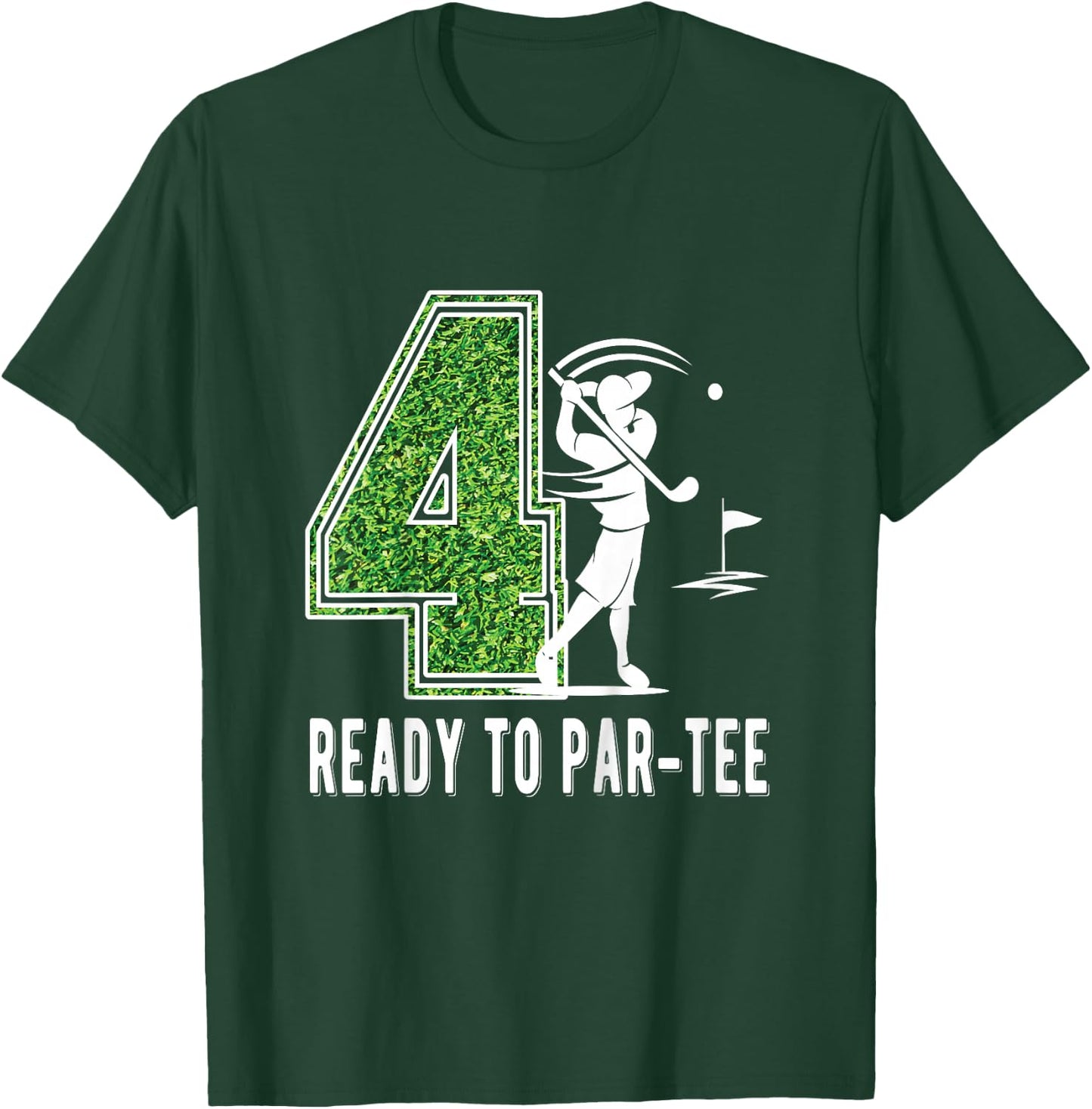 Kids 4th Birthday Golfer Boy Four Year Old Golf Player T-Shirt - T-Shirt | Forest
