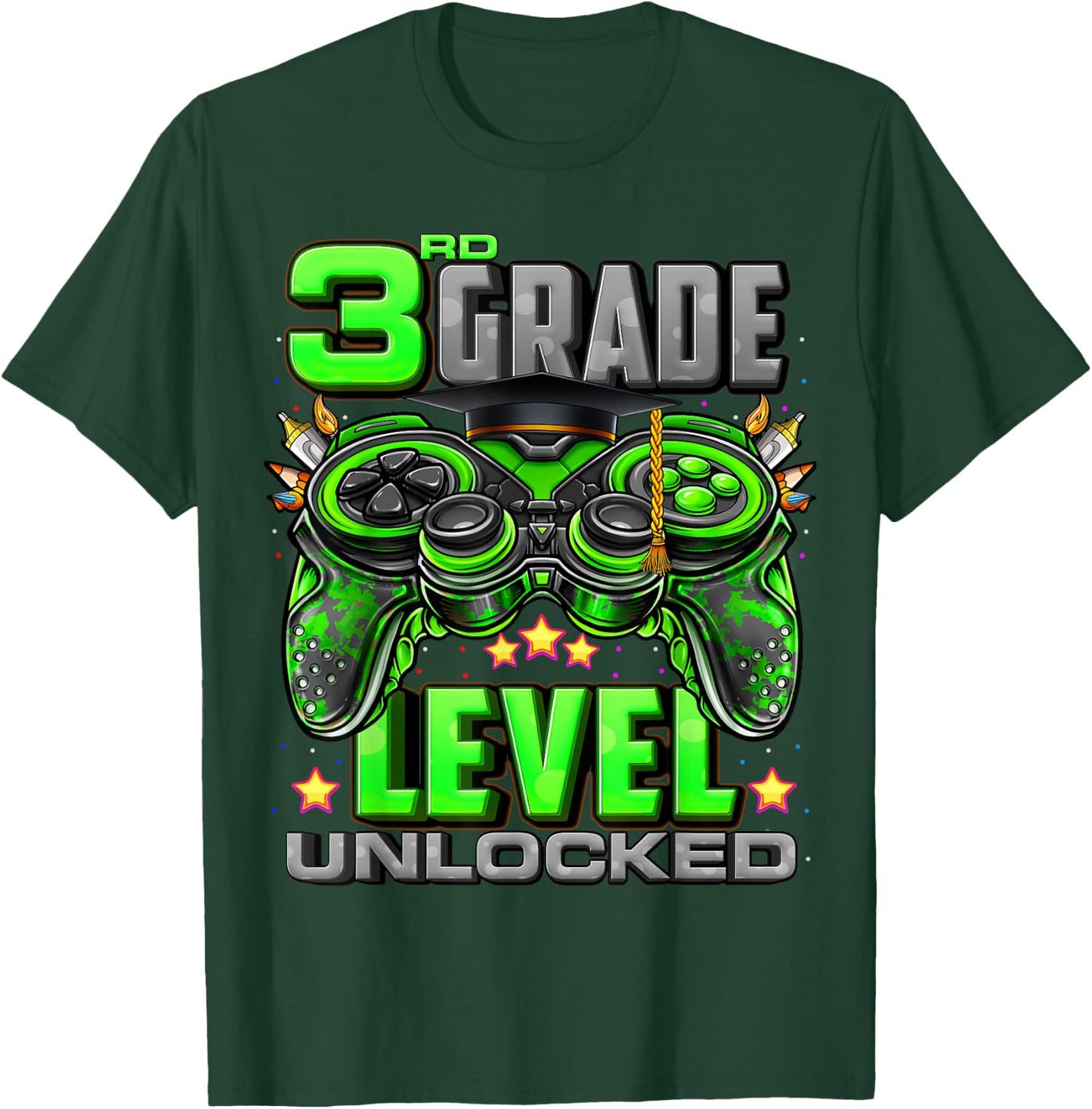 3rd Grade Level Unlocked Back To School 3rd Grade Boys T-Shirt - T-Shirt | Forest