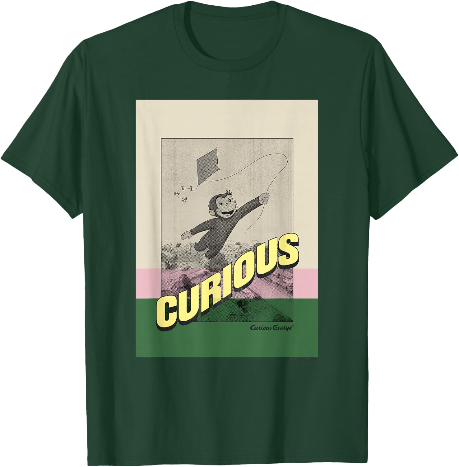 Curious George Sepia Tone Kite Flight T-Shirt - T-Shirt | Forest