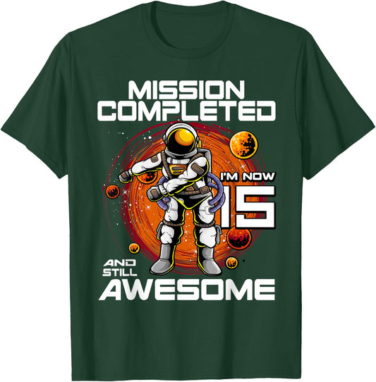 15th Birthday Astronaut 15 Years Old Outer Space Birthday T-Shirt - T-Shirt | Forest