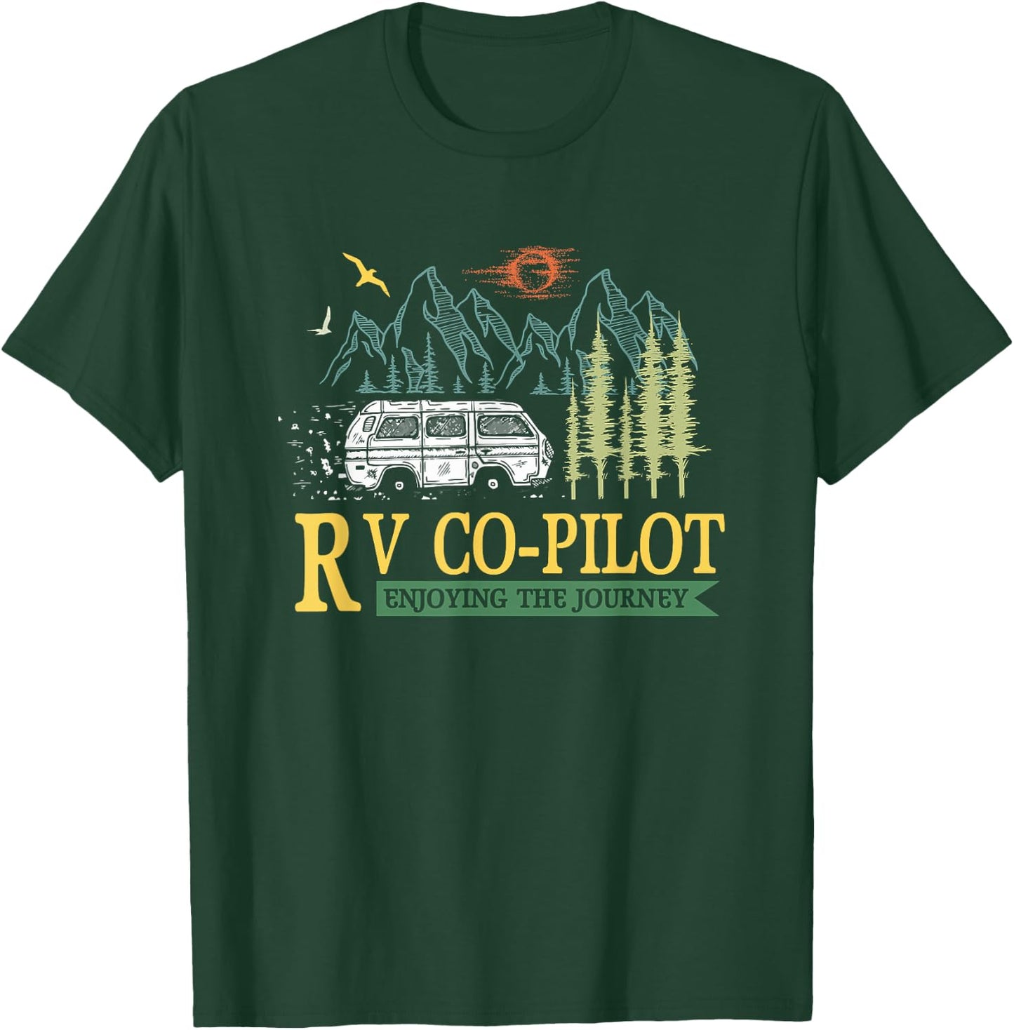 RV Co Pilot Camping Motorhome Travel Vacation T-Shirt - T-Shirt | Forest