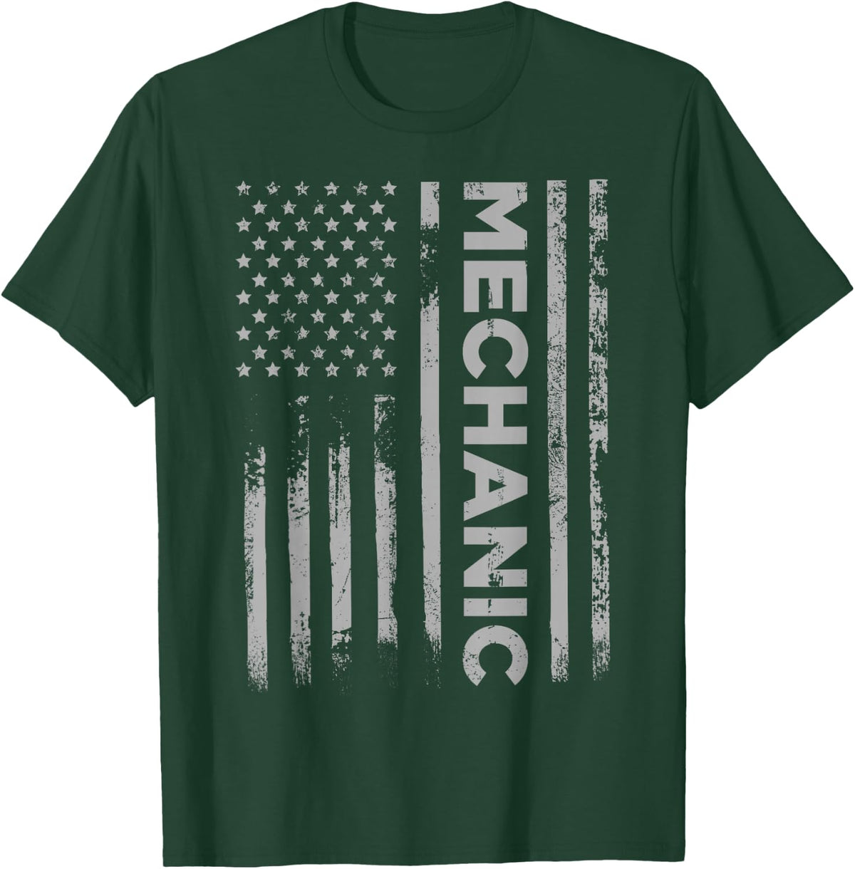 Mechanic American Flag Men Patriotic Car Mechanic USA Flag T-Shirt - T-Shirt | Forest