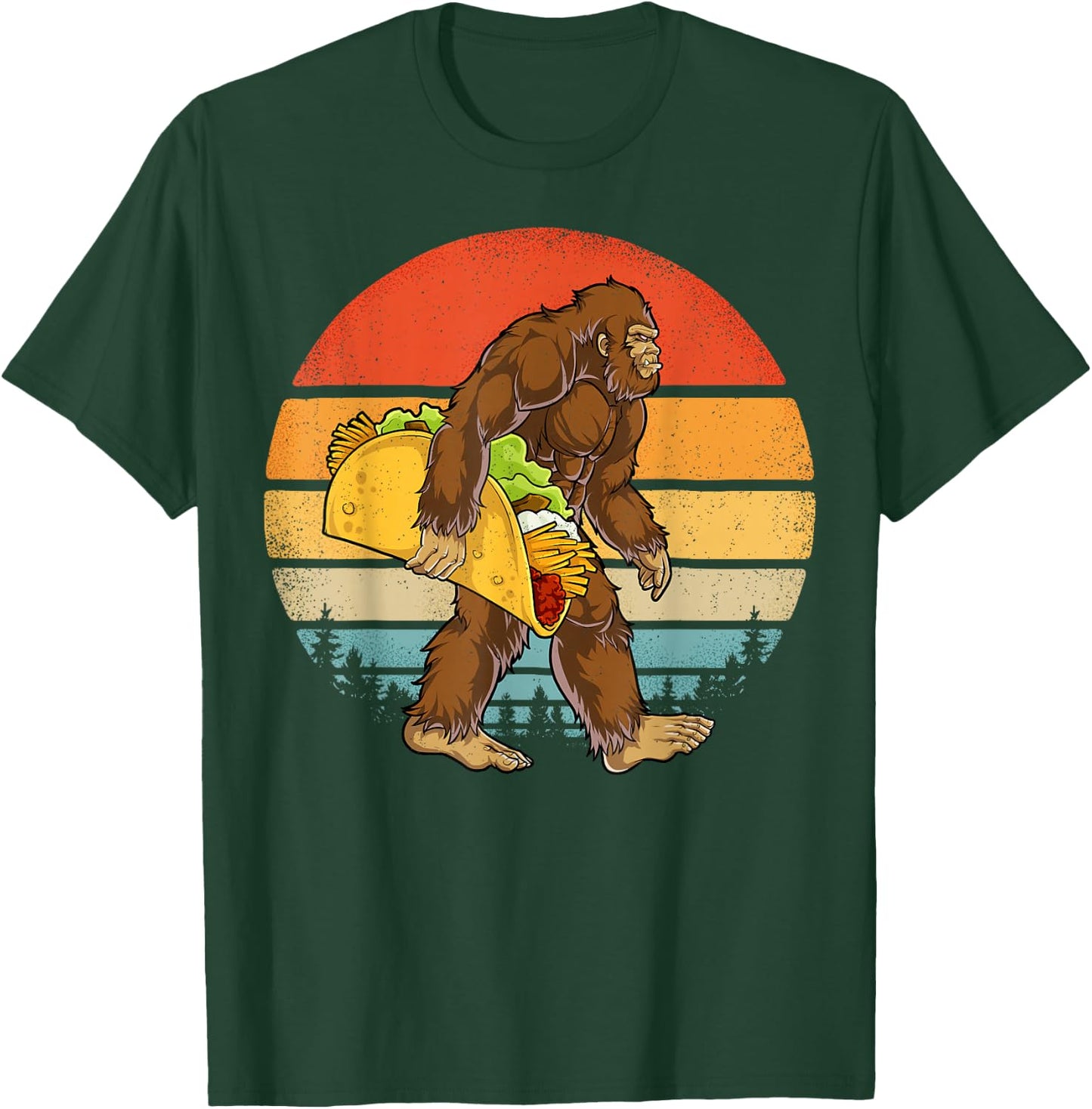 Bigfoot Carrying Taco Funny Cinco de Mayo Boys Men Sasquatch T-Shirt - T-Shirt | Forest