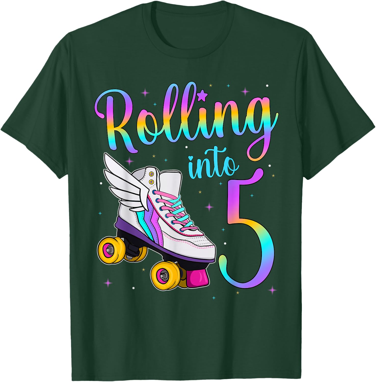 Rolling Into 5 years. Lets Roll I'm Turning 5 Roller Skates T-Shirt - T-Shirt | Forest