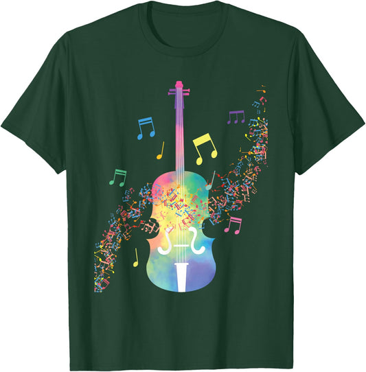 Colorful Cello Player Cellist Musician Classical Music T-Shirt - T-Shirt | Forest