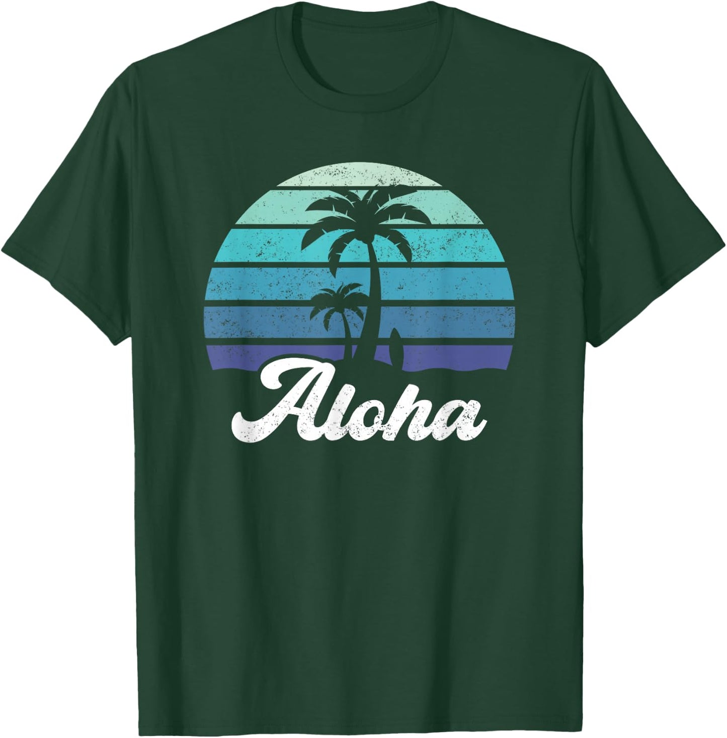 Aloha Hawaii Hawaiian Island Shirt Palm Tree Surfboard Beach T-Shirt - T-Shirt | Forest