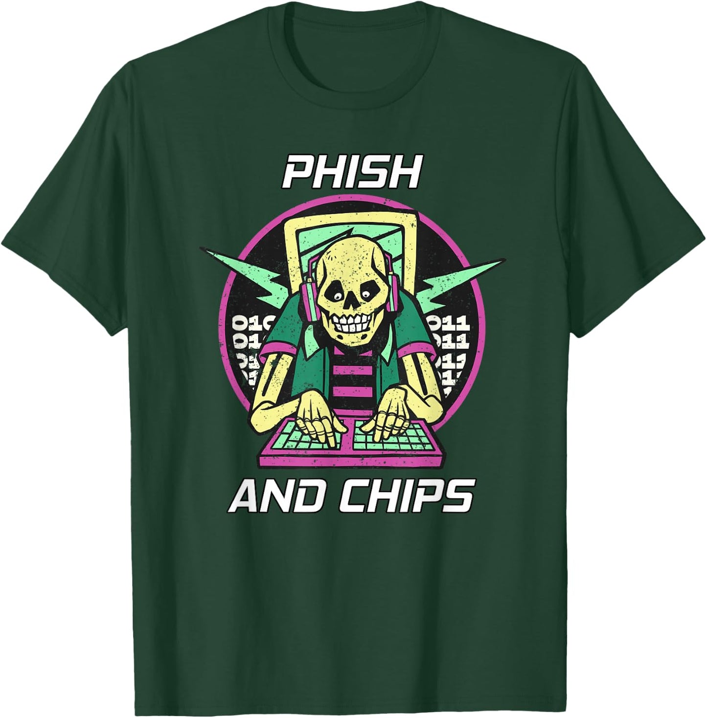 Phish and Chips Funny Hacker T-Shirt - T-Shirt | Forest