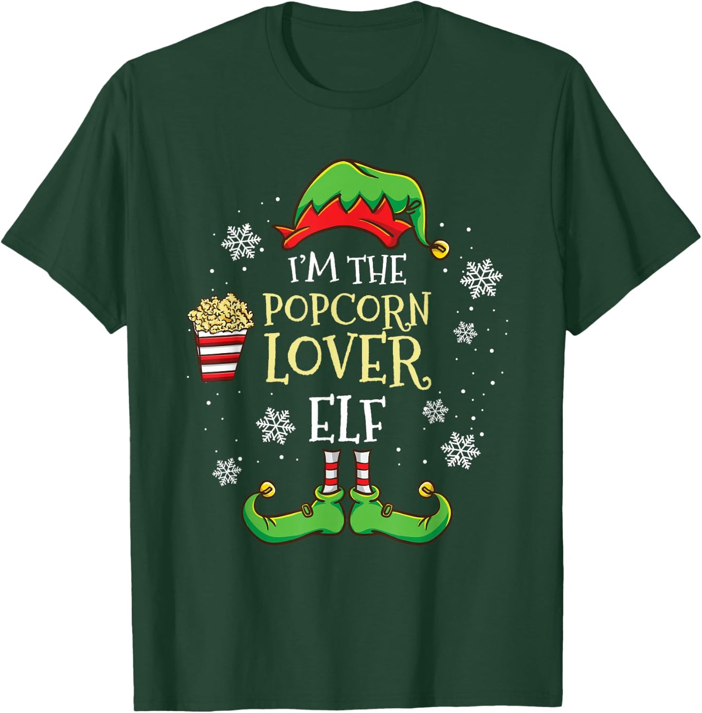 Im The Popcorn Lover Elf Christmas T-Shirt - T-Shirt | Forest