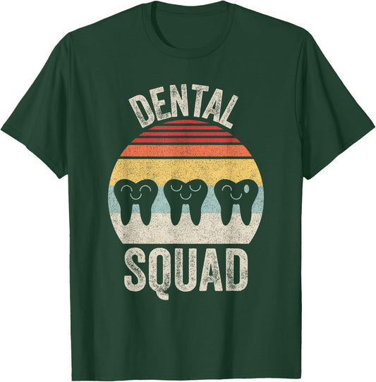 Vintage Dental Squad Dental Assistant Dentist Student Gift T-Shirt - T-Shirt | Forest