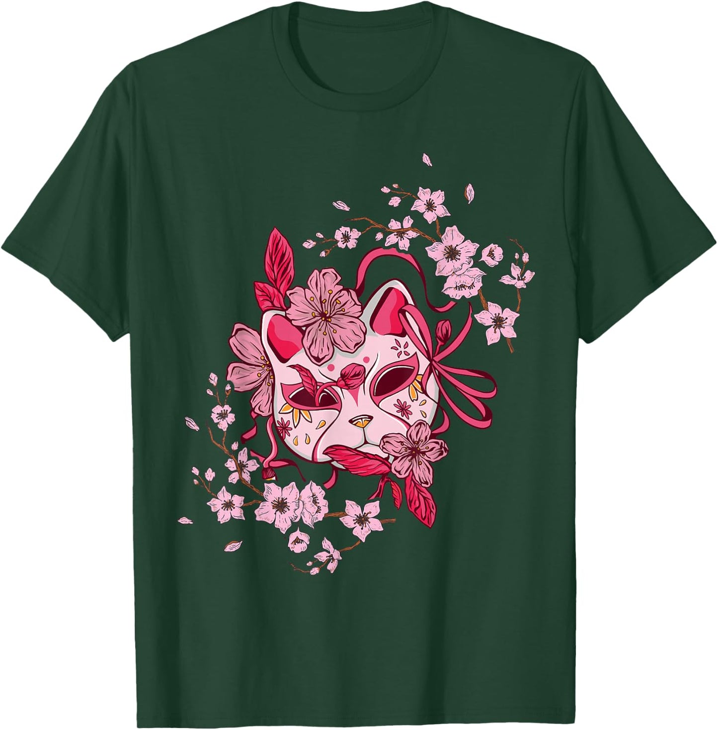 Sakura Tree Japanese Mask Cherry Pink Flower Blossom T-Shirt - T-Shirt | Forest