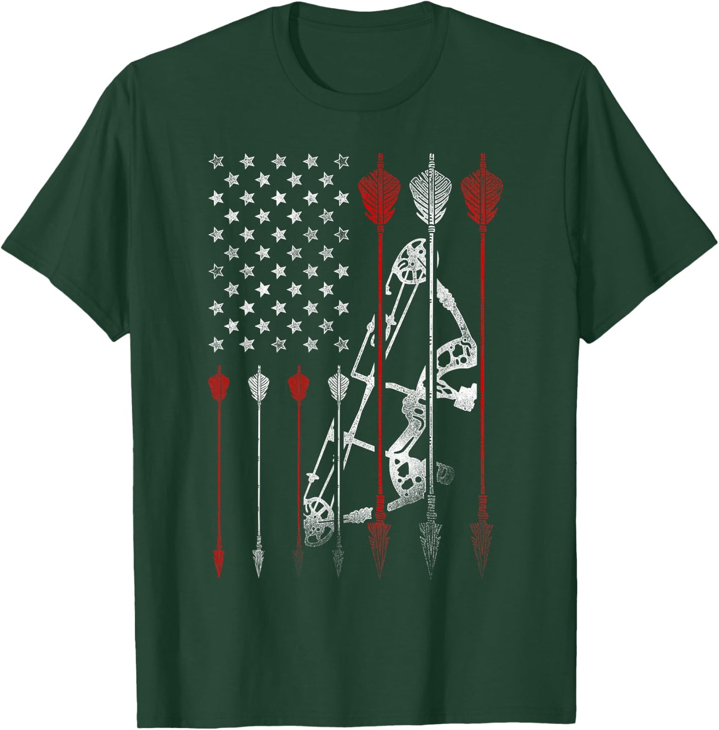 Archery Archer Usa American Flag Vintage Arrow Compound Bow T-Shirt - T-Shirt | Forest