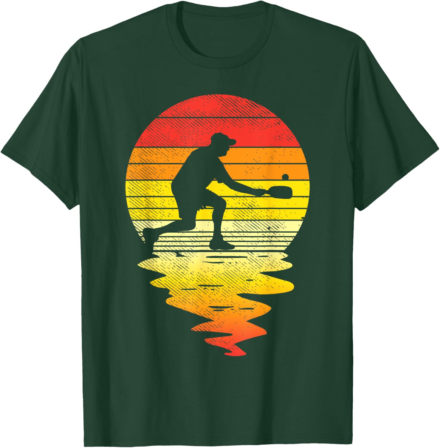 Pickleball Sunset Retro Sport Pickle Ball Player Coach Gift T-Shirt - T-Shirt | Forest