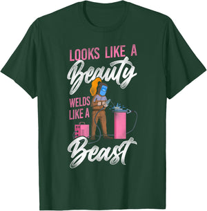 Welder Welding Female Welder Vintage Looks Like A Beauty T-Shirt - T-Shirt | Forest