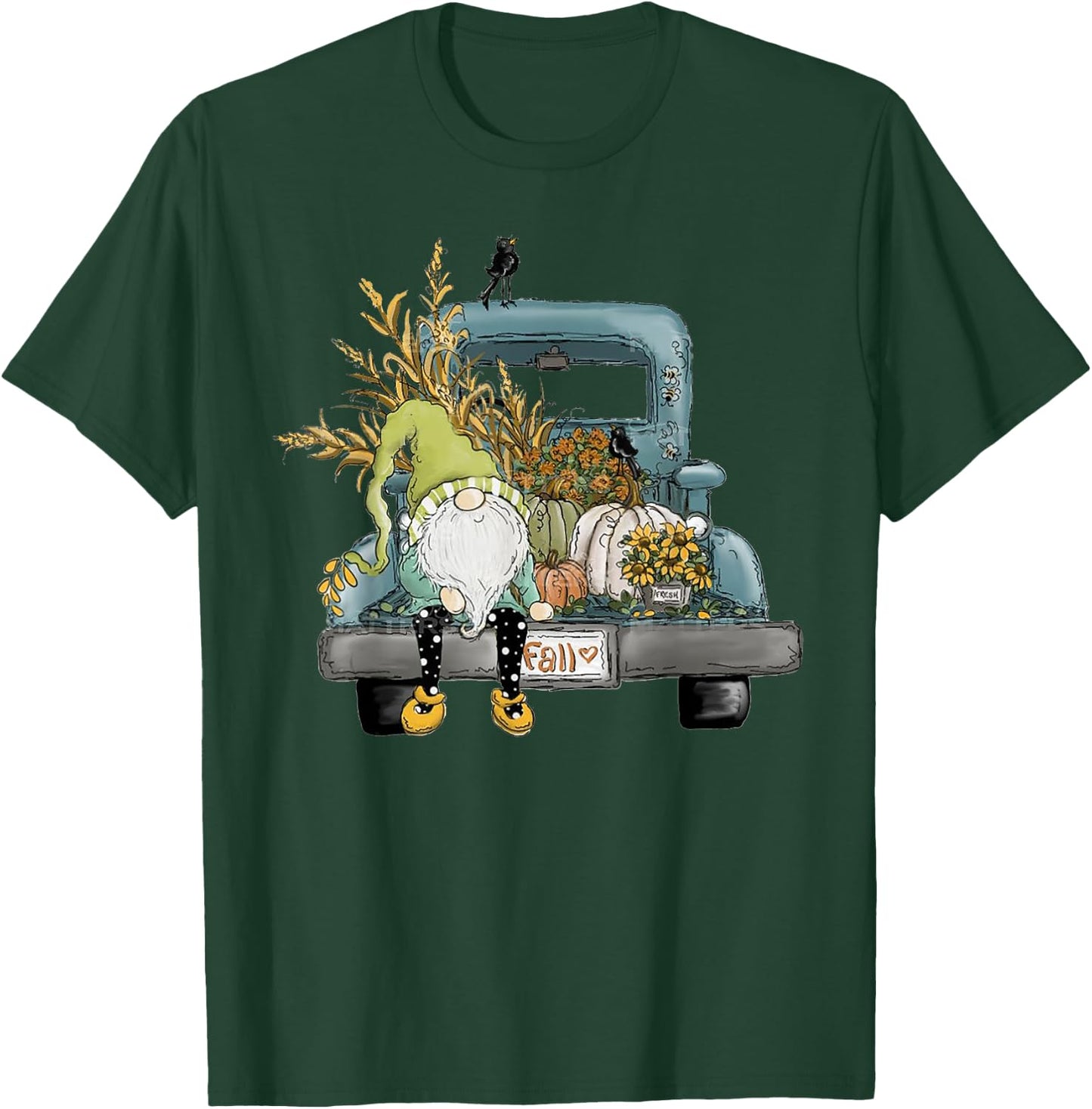 Fall Gnome Vintage Truck and Pumpkin T-Shirt - T-Shirt | Forest