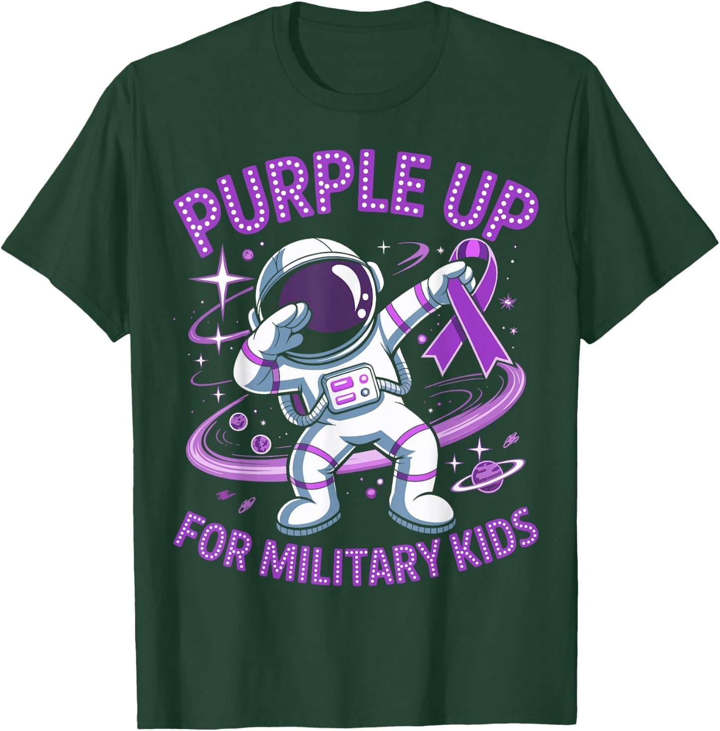 Purple Up for Military Kids Military Child Month Astronaut T-Shirt - T-Shirt | Forest