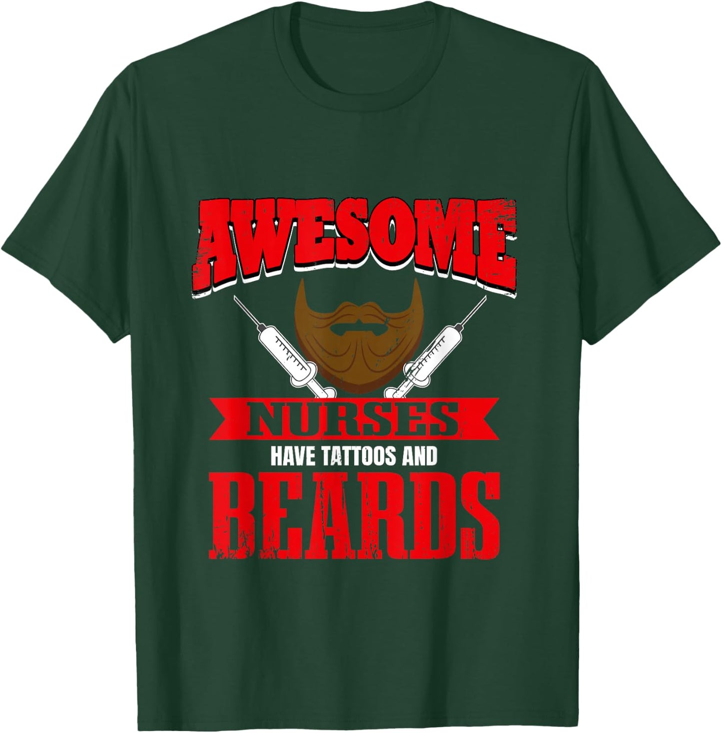 Funny Male Nurse Tattoos And Beards Murse Hospital T-Shirt - T-Shirt | Forest