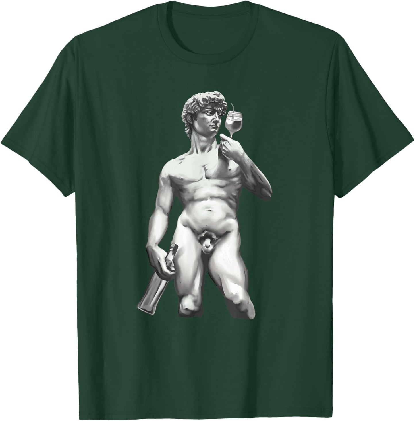 Wine David Statue Funny Vintage Art Wine Lover T-Shirt - T-Shirt | Forest