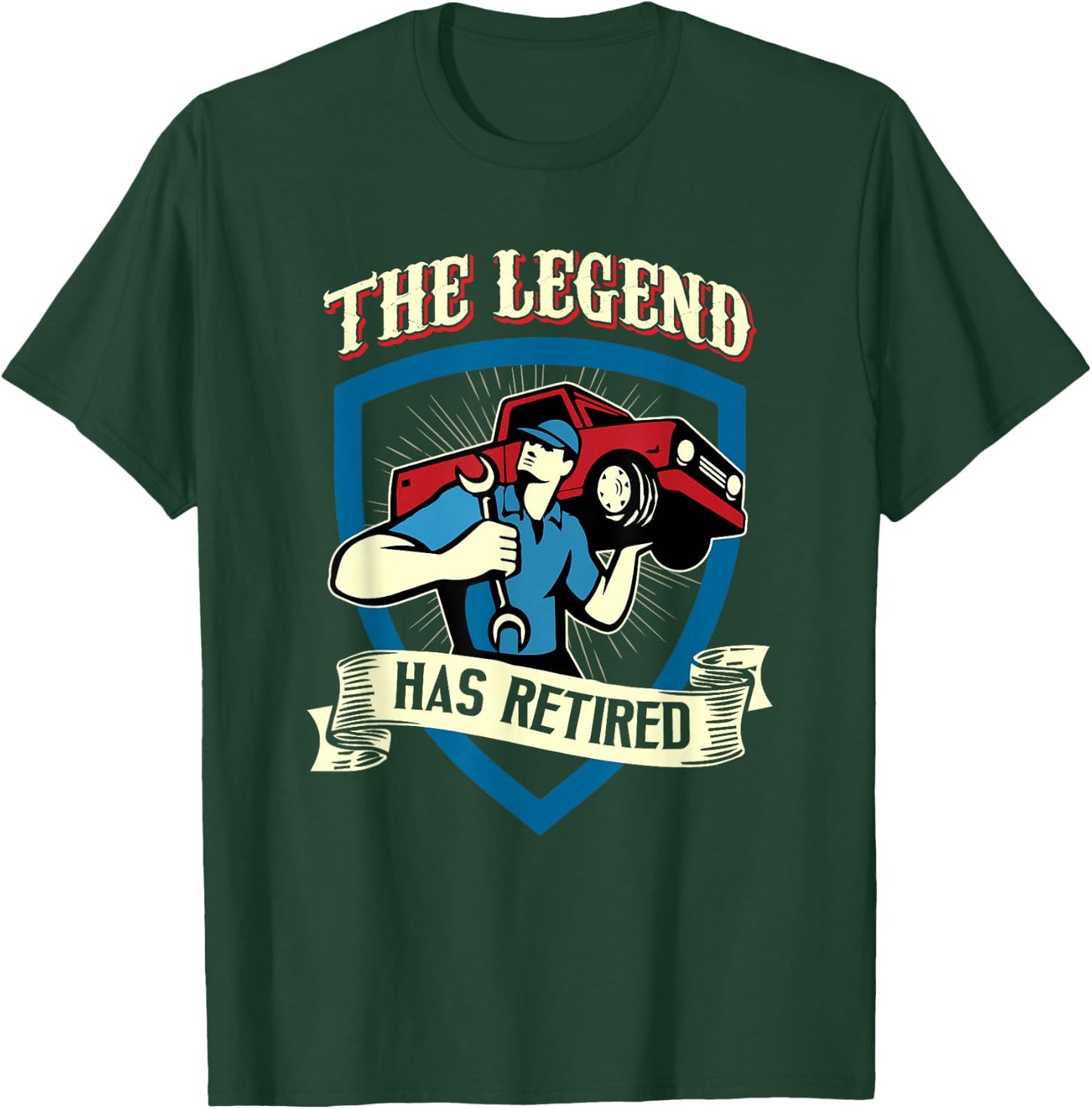 The Legend Has Retired Auto Mechanic Retirement Gift T-Shirt - T-Shirt | Forest