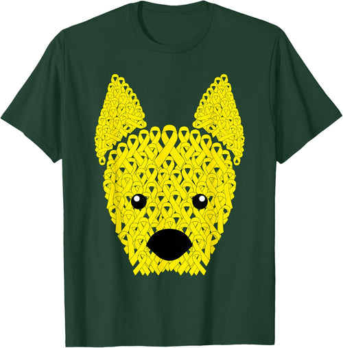 Yellow Ribbon Dog Face Sarcoma Bone Cancer Awareness Warrior