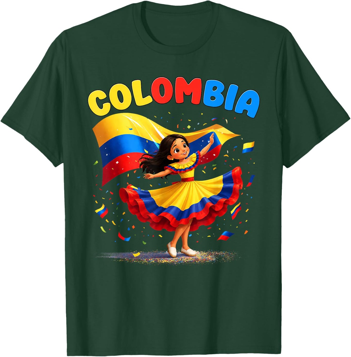 Colombian Girl Culture Pride for Girls Kids T-Shirt - T-Shirt | Forest