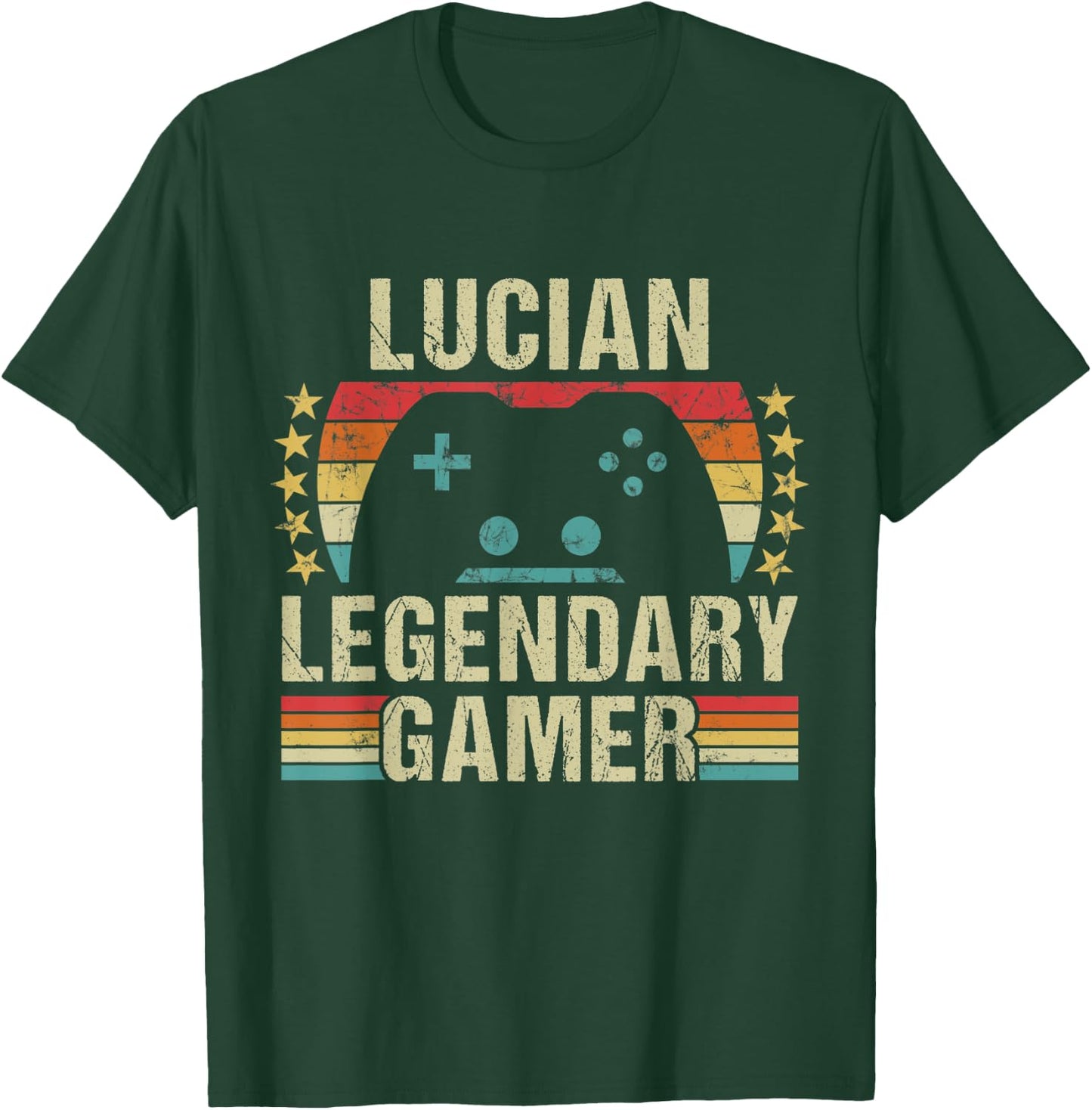 Lucian Gamer Retro Gaming Vintage Game Personalized 70s T-Shirt - T-Shirt | Forest