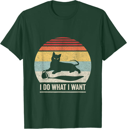 Retro Vintage I Do What I Want Cat Women Girls Kids T-Shirt - T-Shirt | Forest