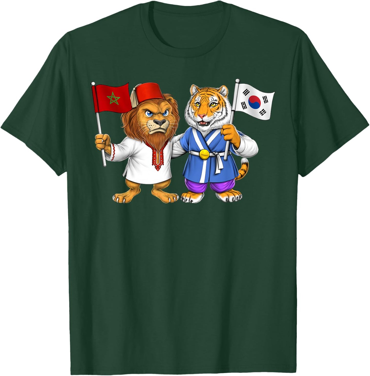 Morocco South Korea Flag Moroccan Roots Proud South Korean T-Shirt - T-Shirt | Forest