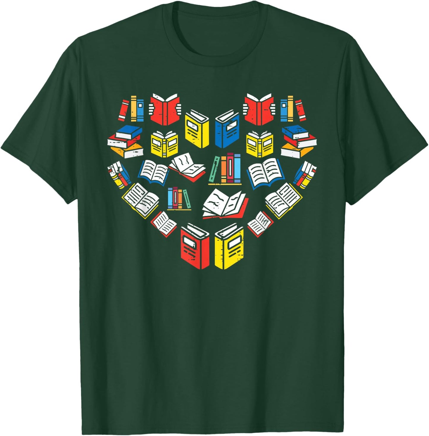 Books Heart Love Reading Teacher Librarian Bookworm Women T-Shirt - T-Shirt | Forest