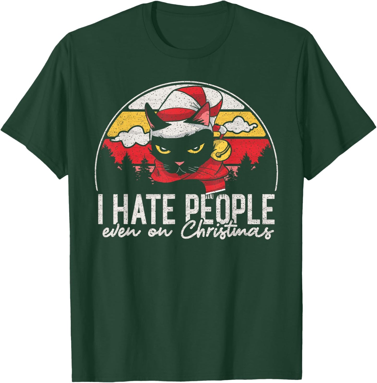 I hate people even on Christmas -Introvert Cat Lover Vintage Women T-Shirt - T-Shirt | Forest