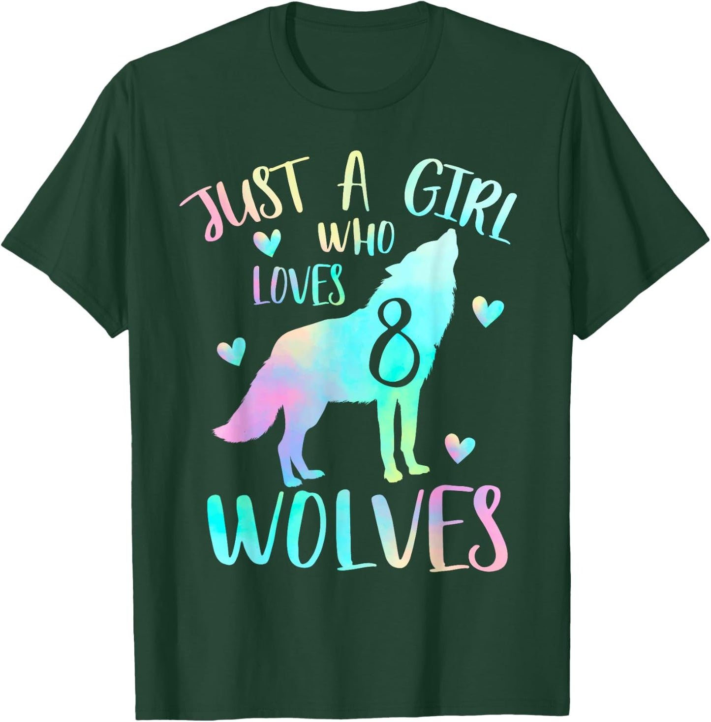 8 Years Wolf Birthday - Just a Girl Who Loves Wolves T-Shirt - T-Shirt | Forest