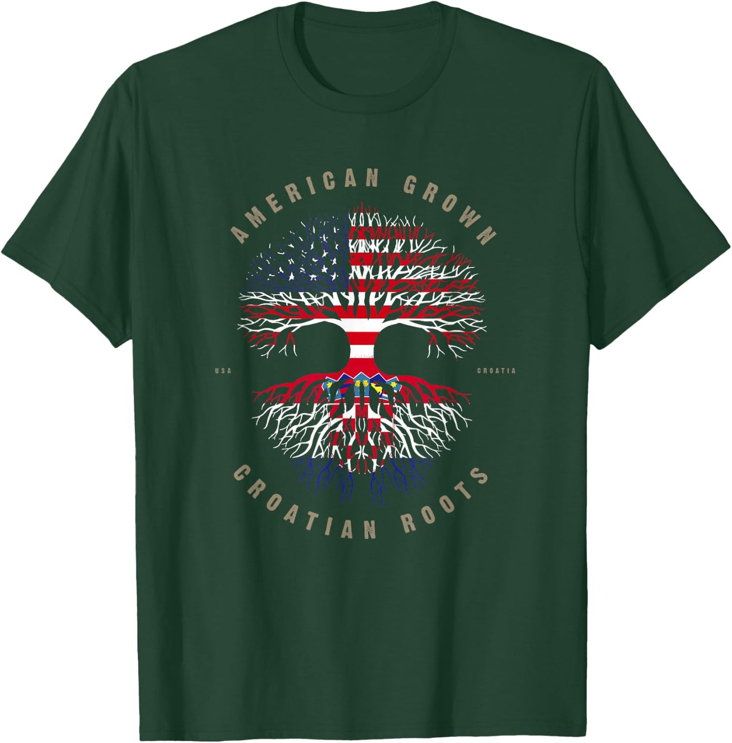 American Grown Croatian Roots Croatia Flag T-Shirt - T-Shirt | Forest