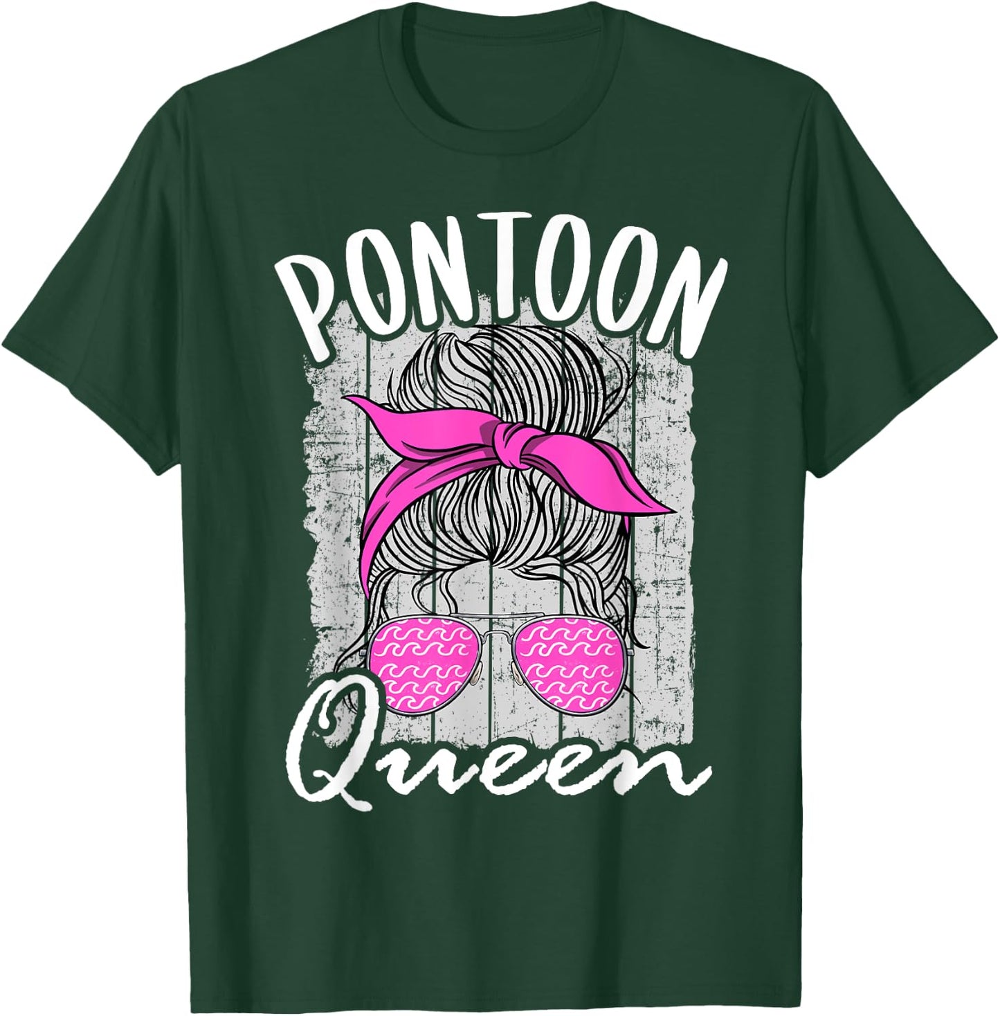 Pontoon Queen Lake Life Matching Family Vacation Boating T-Shirt - T-Shirt | Forest