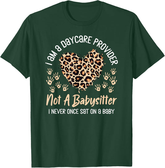 Daycare Provider Teacher Childcare Worker Leopard Heart Fun T-Shirt - T-Shirt | Forest