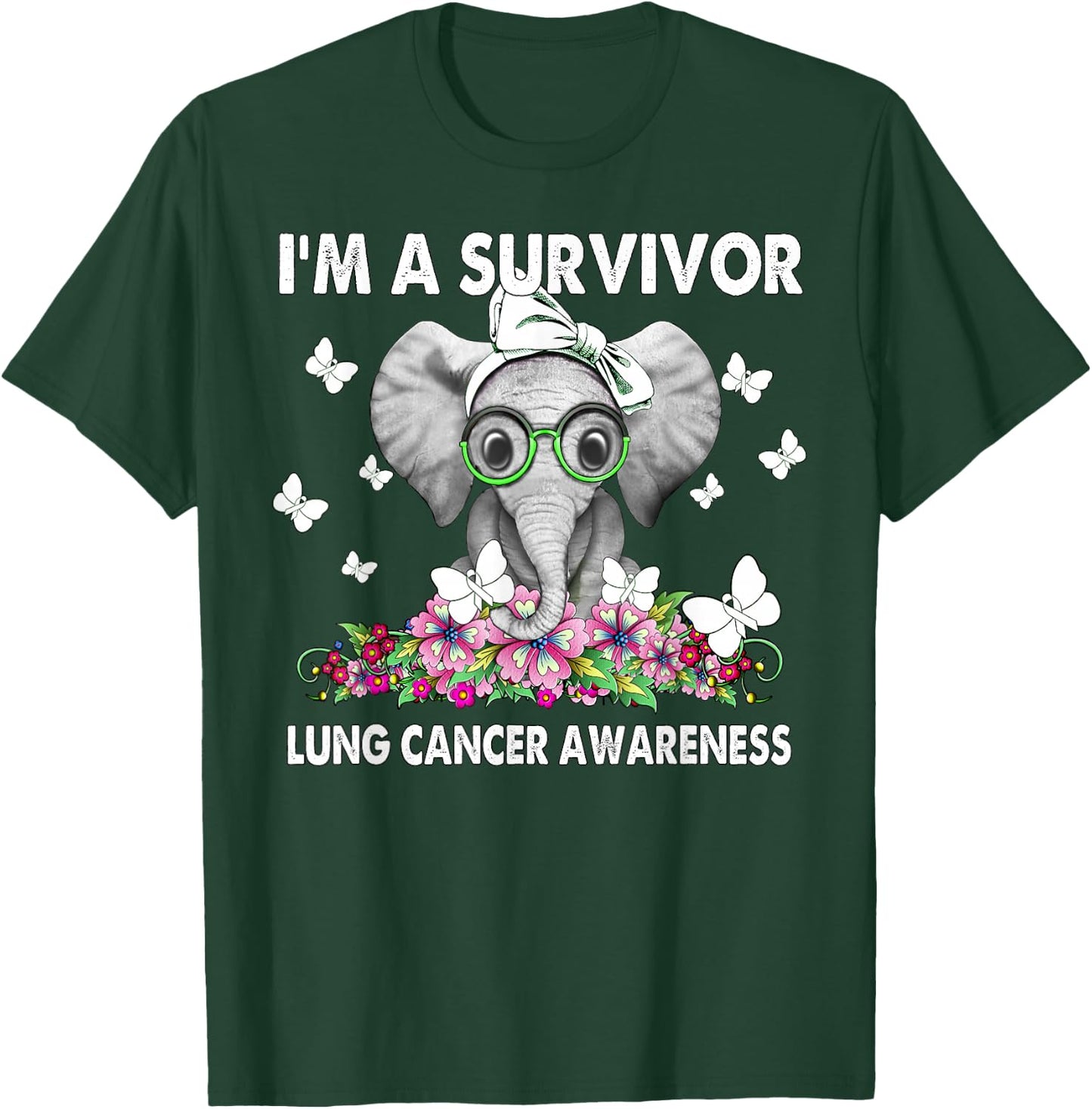 Elephant I’m a Survivor Lung Cancer Awareness T-Shirt - T-Shirt | Forest