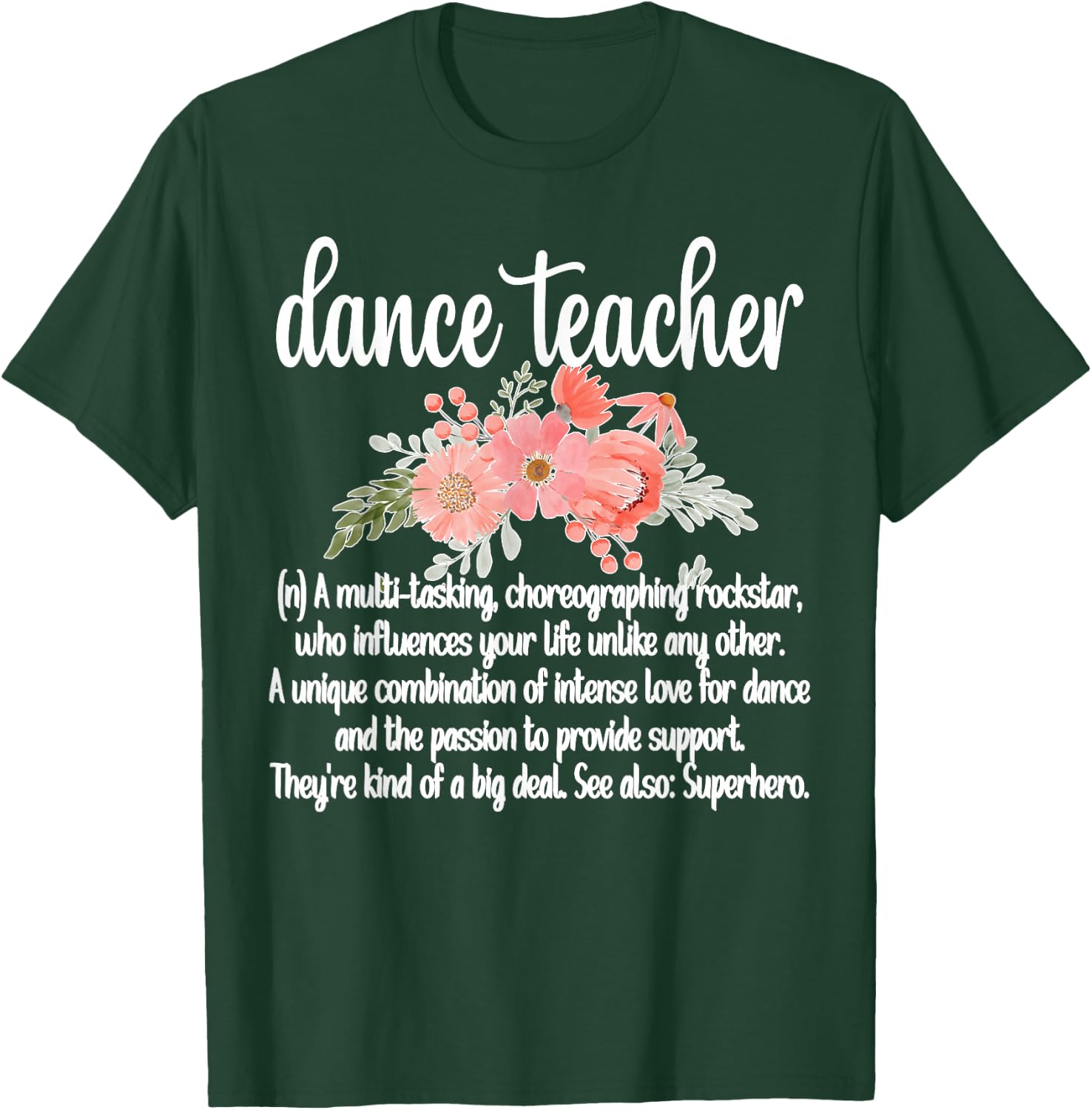 Dance Teacher Appreciation Women's Black Classic Fit Short Sleeve Lace Embellished Dance Teacher T-Shirt - T-Shirt | Forest